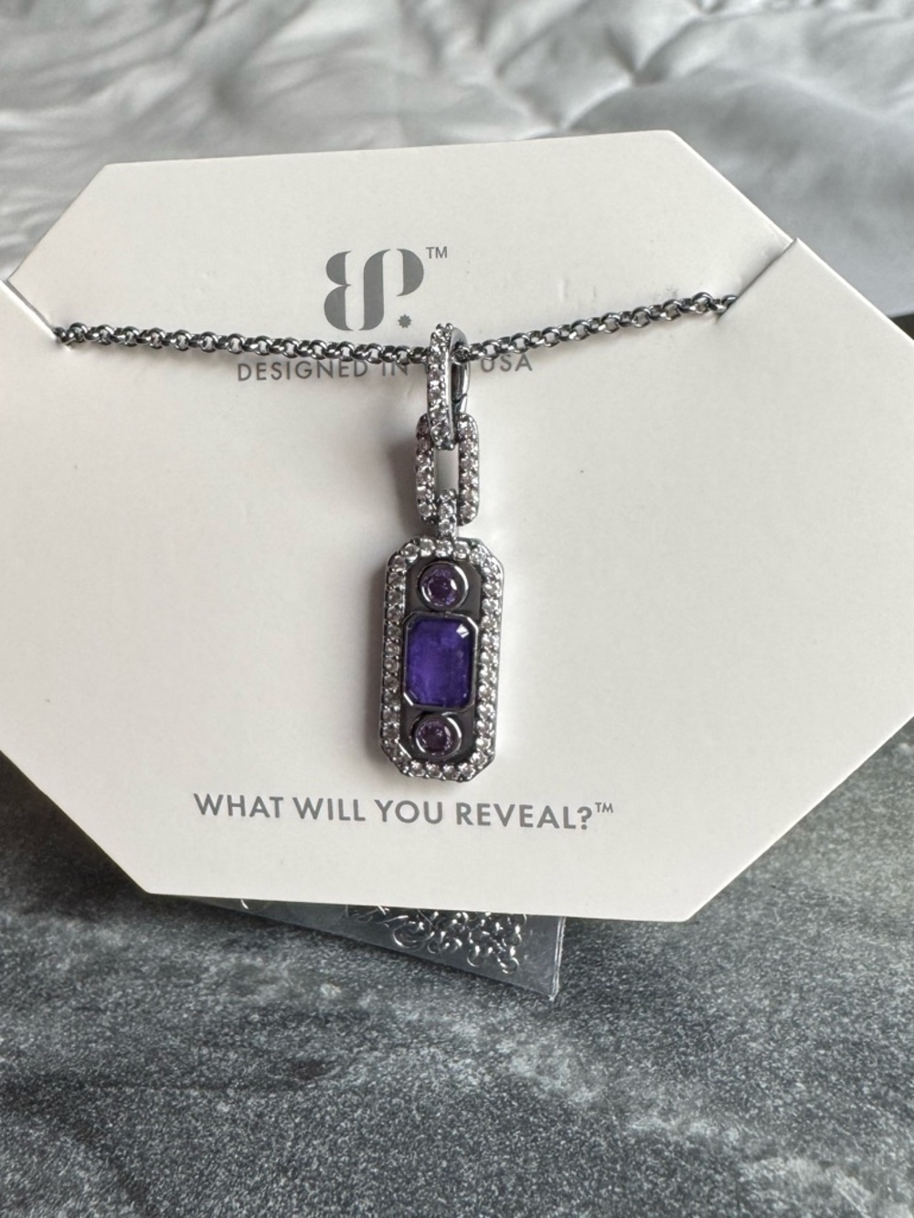 Lab Created Lavender Amethyst fused with Genuine Quartz Necklace